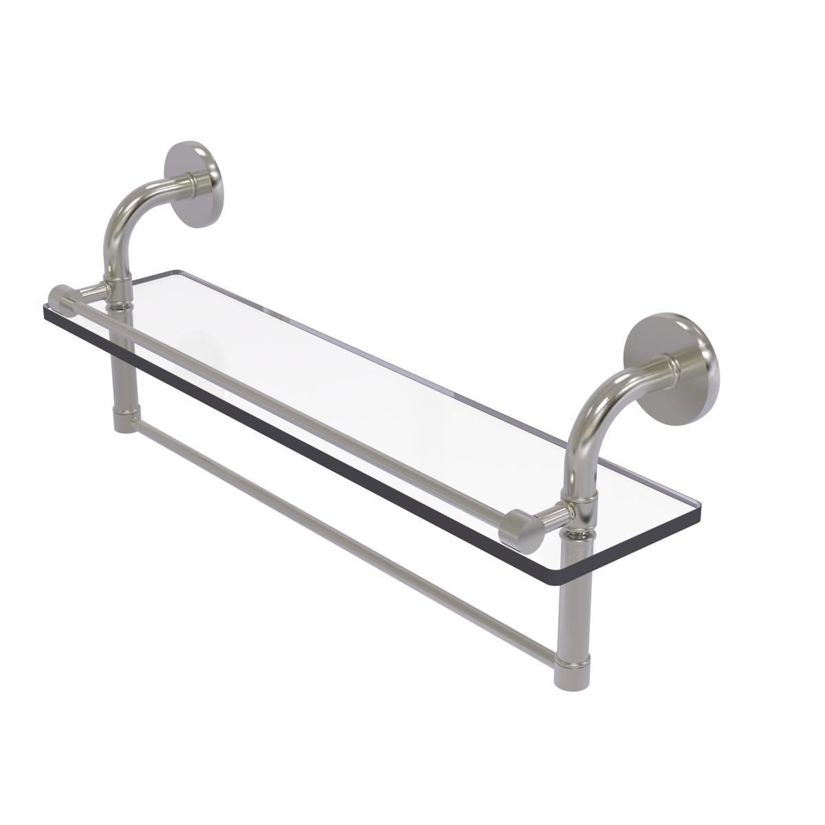 Allied Brass RM-1-22TB-GAL-SN 22 in. Remi Collection Gallery Glass Shelf with Towel Bar, Satin Nickel