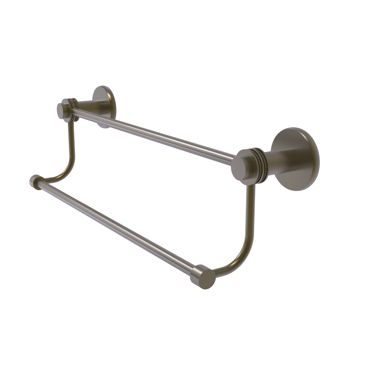 Allied Brass 9072D-36-ABR 36 in. Mercury Collection Double Towel Bar with Dotted Accents, Antique Brass