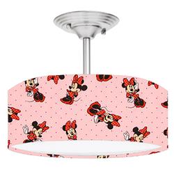 888 Cool Fans DR-0001223 Minnie Mouse 2-Light Brushed Nickel Drum Style LED Lamp Fixture