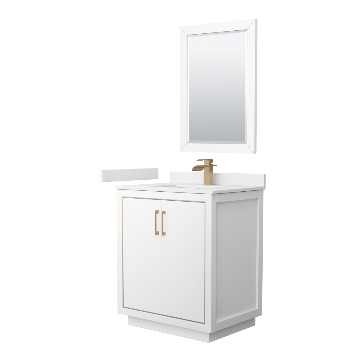 Wyndham Collection WCF111130SWZWCUNSM24 30 in. Icon Single Bathroom Vanity&#44; White&#44; White Cultured Marble Countertop&#44; Undermount Square