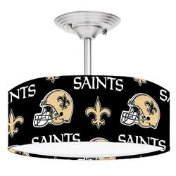 888 Cool Fans DR-0001356 Saints NFL Football 2-Light Brushed Nickel Drum LED Lamp Fixture