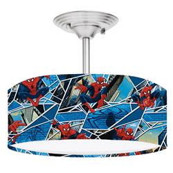 888 Cool Fans DR-0001224 Spiderman 2-Light Brushed Nickel Drum Style LED Lamp Fixture