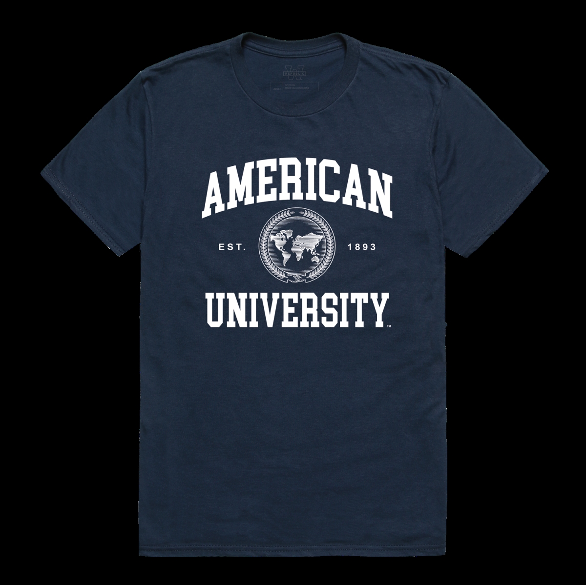 W Republic 526-498-NVY-02 American University Eagles Seal College T-Shirt&#44; Navy - Medium