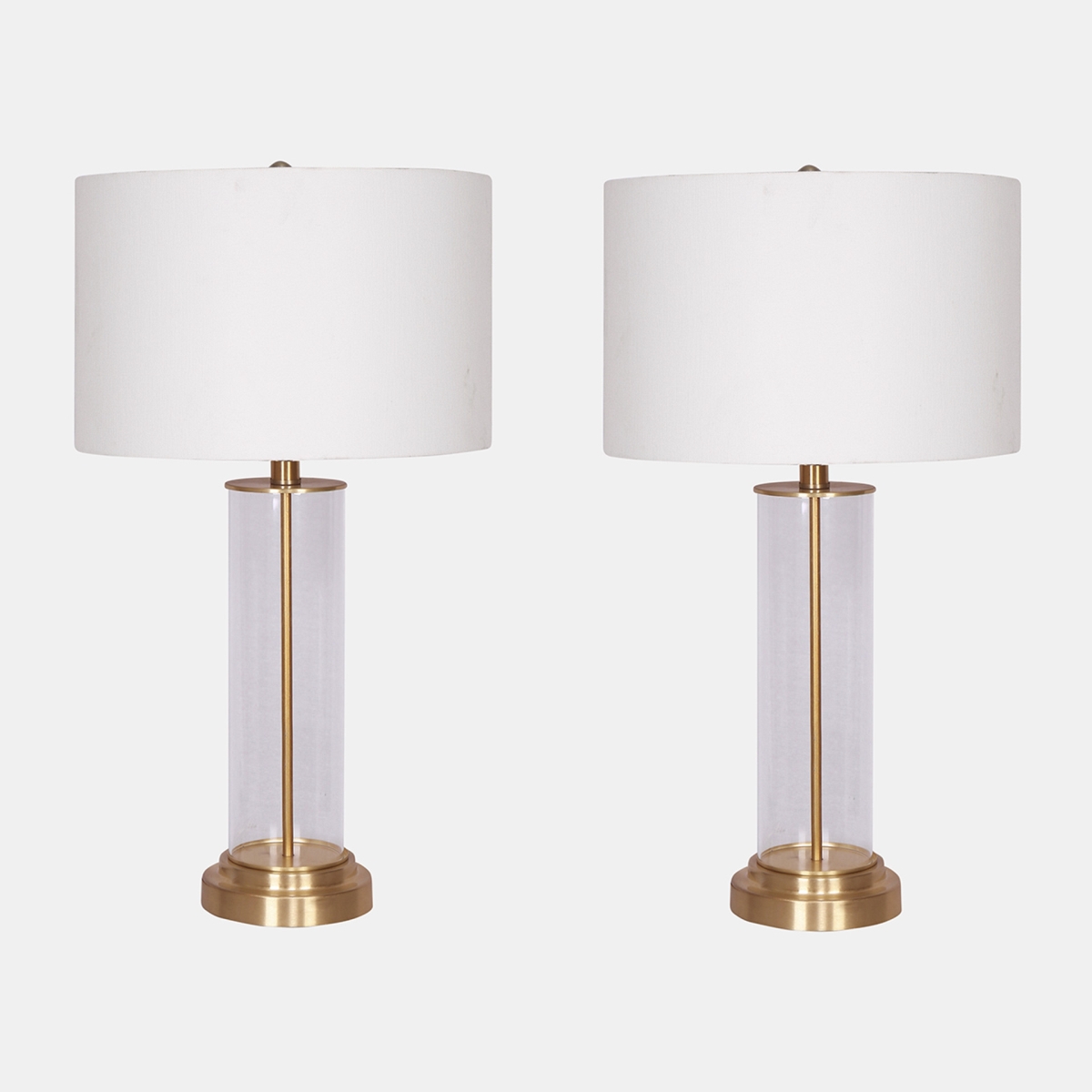 Sagebrook Home 50700-01 26 in. Glass Clear Cylinder Table Lamps&#44; Gold - Set of 2