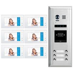 2Easy Video Intercom System 5006-N 7 in. 170 deg Camera Module Dual-Way Six LCD Touch Screen Wi-Fi Monitors Door Phone Doorbell Entry 6 Apartment Audio & Vi