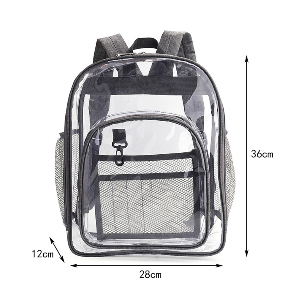wowmtn 400063mgr WOWMTN Clear Backpack (Clear/Black) Heavy Duty PVC Transparent Backpack with Reinforced Strap for College
