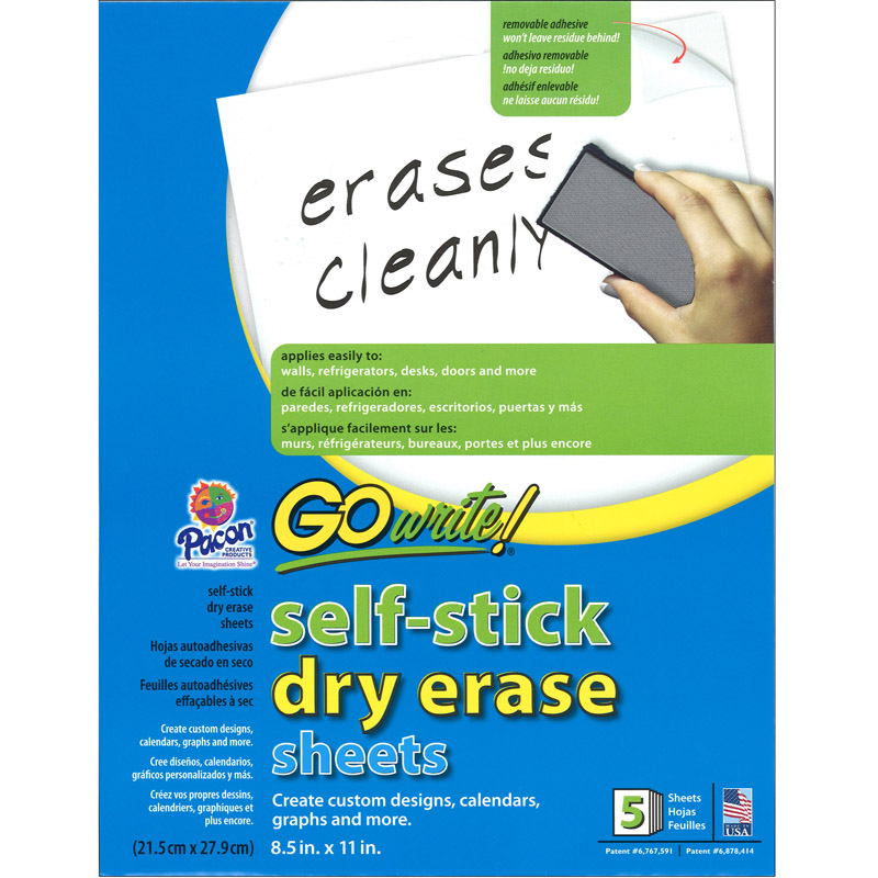 Pacon INVAS8511-3 8.5 in. Gowrite Dry Erase Sheets Self Stick - 3 Each