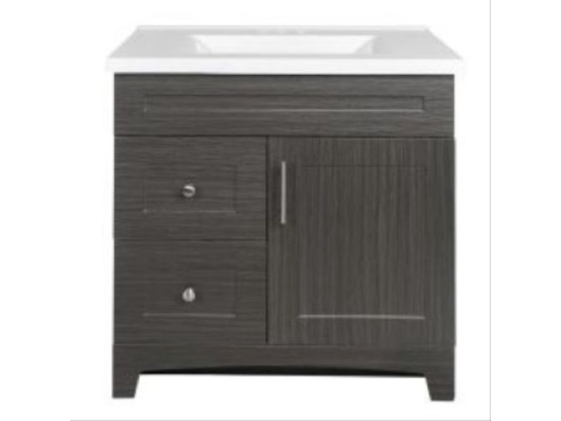 True Value Manufacturing True Value 100475 30 in. Shaker Door & Drawer Vanity Combo with White Marble Top&#44; Moderna Grigio Finish