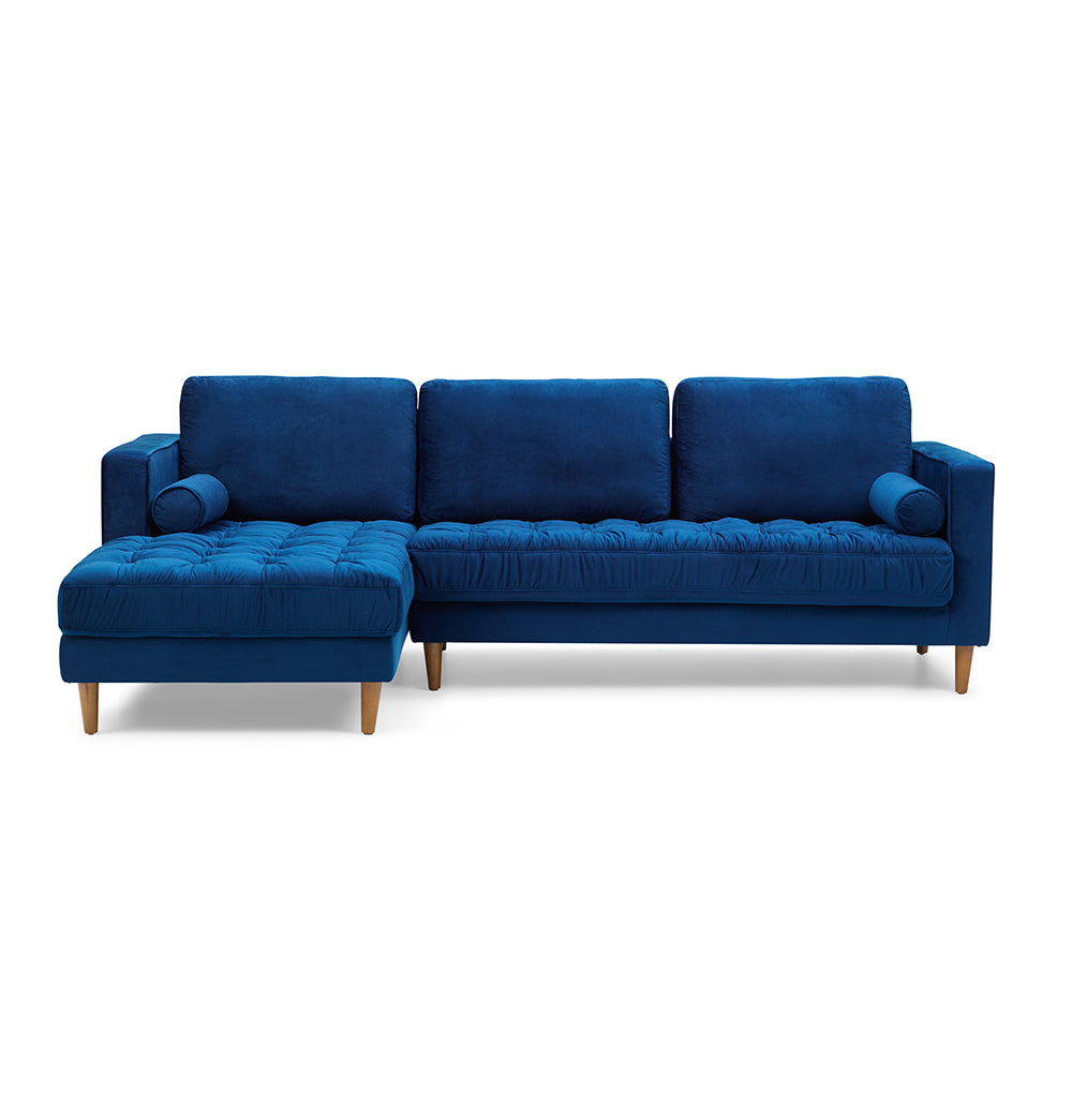 Gfurn MW-98C-RIGHT-YK15002-66 Bente Tufted Velvet Right Sectional Sofa&#44; Blue