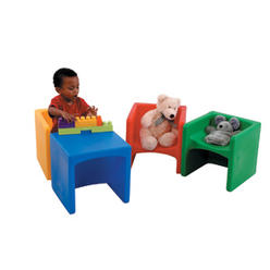 Children's Factory Multi-use Chair Cube - Blue - Polyethylene - 1 / Each