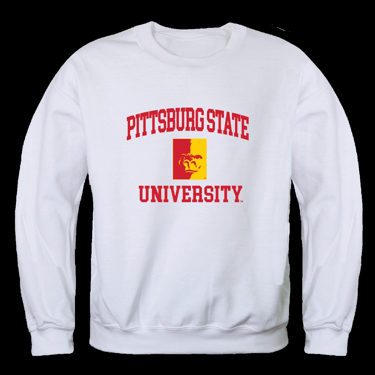 W Republic 568-427-WHT-03 Pittsburg State University Gorillas Seal Crewneck Sweatshirt&#44; White - Large
