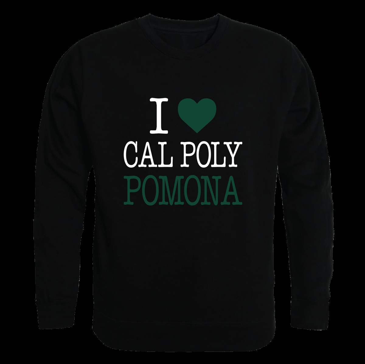 W Republic 552-201-BLK-01 California Polytechnic State University Pomona Broncos I Love Crewneck Sweatshirt&#44; Black - Small