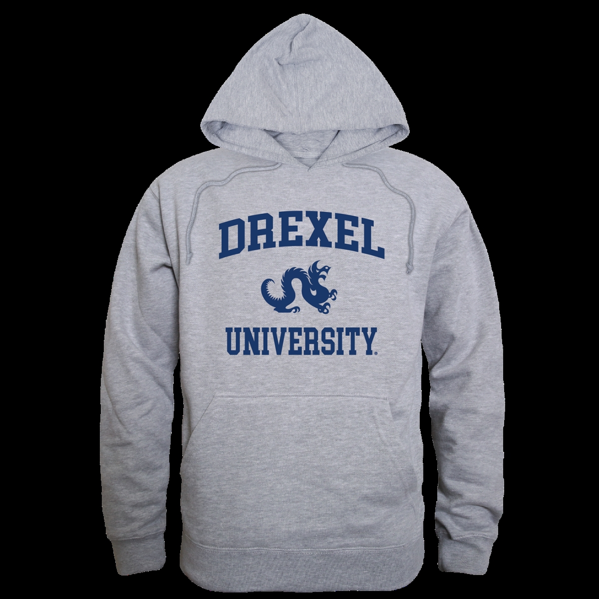 W Republic 569-215-HGY-04 Drexel University Dragons Seal Hoodie&#44; Heather Grey - Extra Large