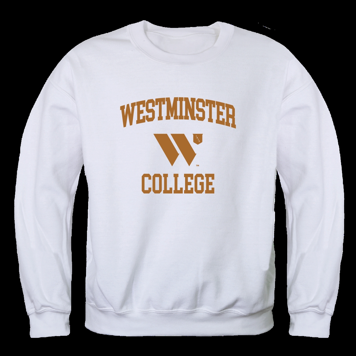 W Republic 568-421-WHT-02 Westminster College Griffins Seal Crewneck Sweatshirt&#44; White - Medium
