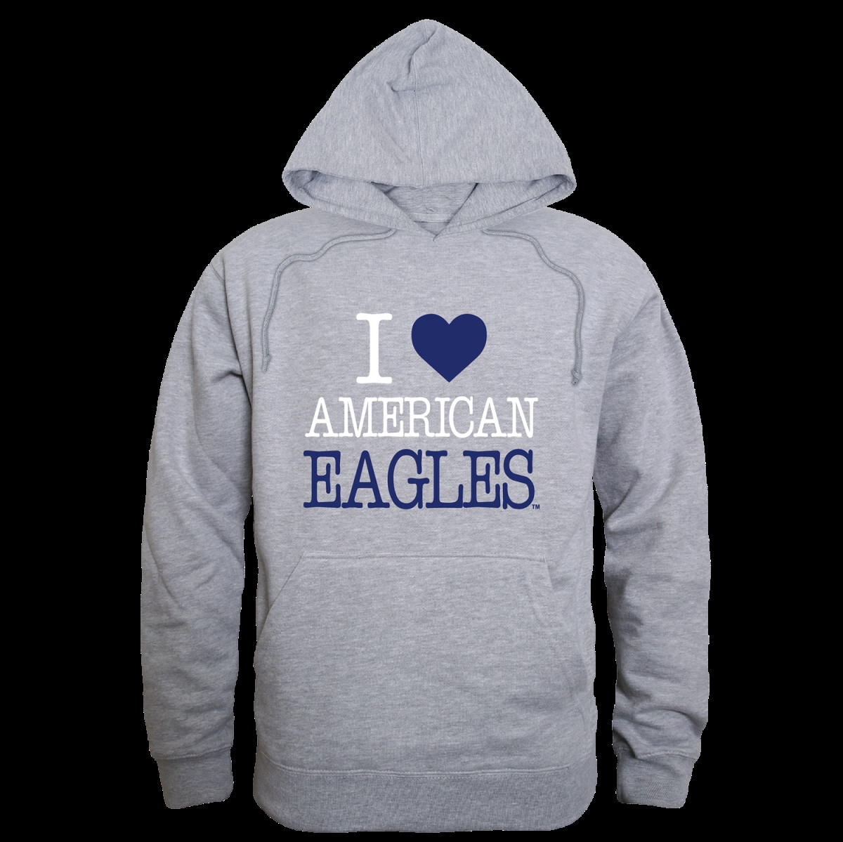 W Republic 553-498-HGY-04 American University Eagles I Love Hoodie&#44; Heather Grey - Extra Large