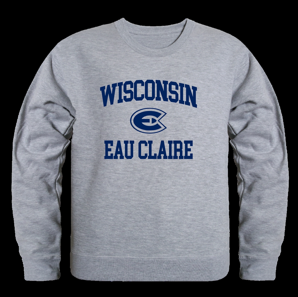 W Republic 568-409-HGY-04 University of Wisconsin-Eau Claire Blugolds Seal Crewneck Sweatshirt&#44; Heather Grey - Extra Large