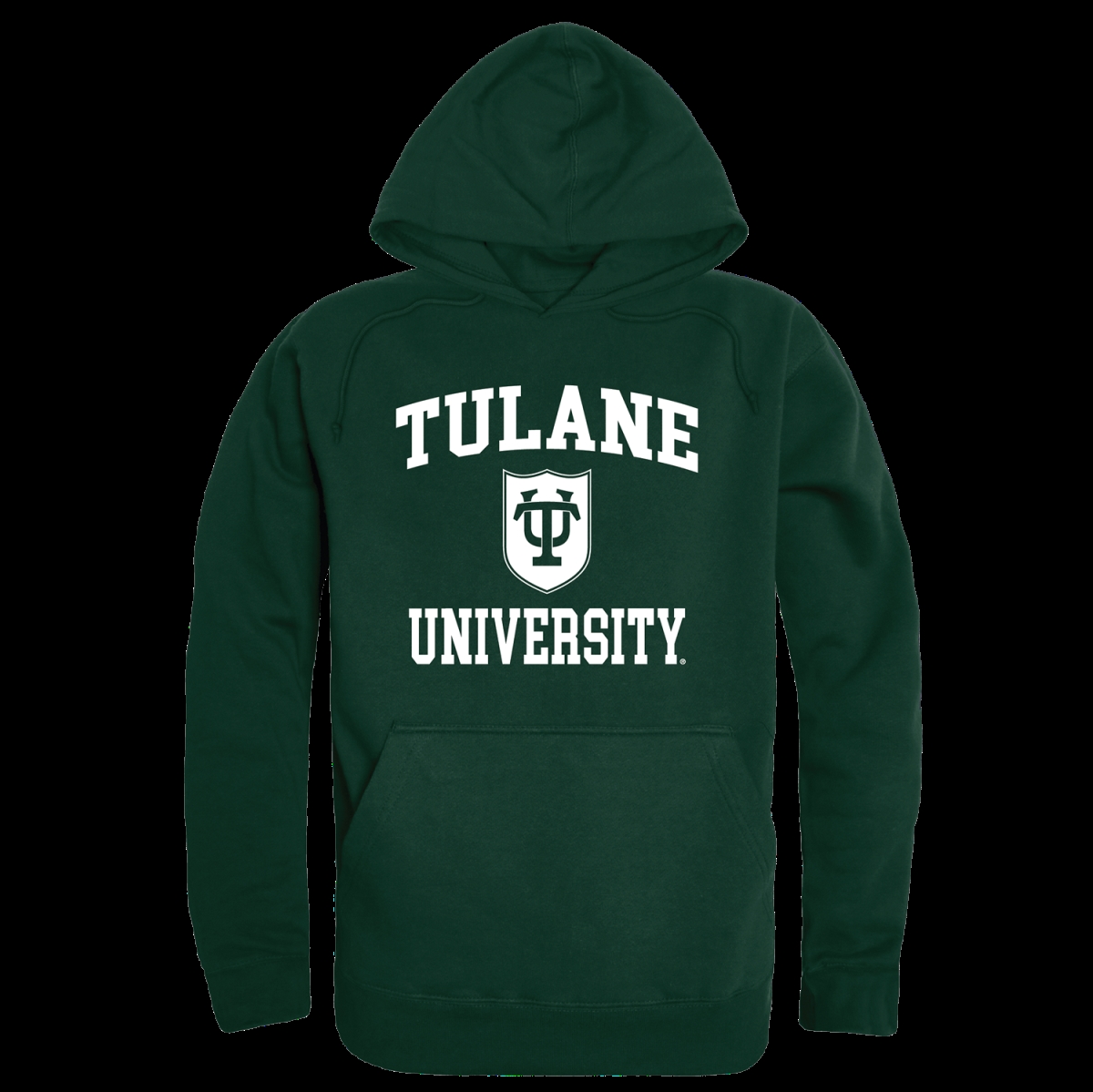 W Republic 569-198-FOR-03 Tulane University Green Wave Seal Hoodie&#44; Forest Green - Large
