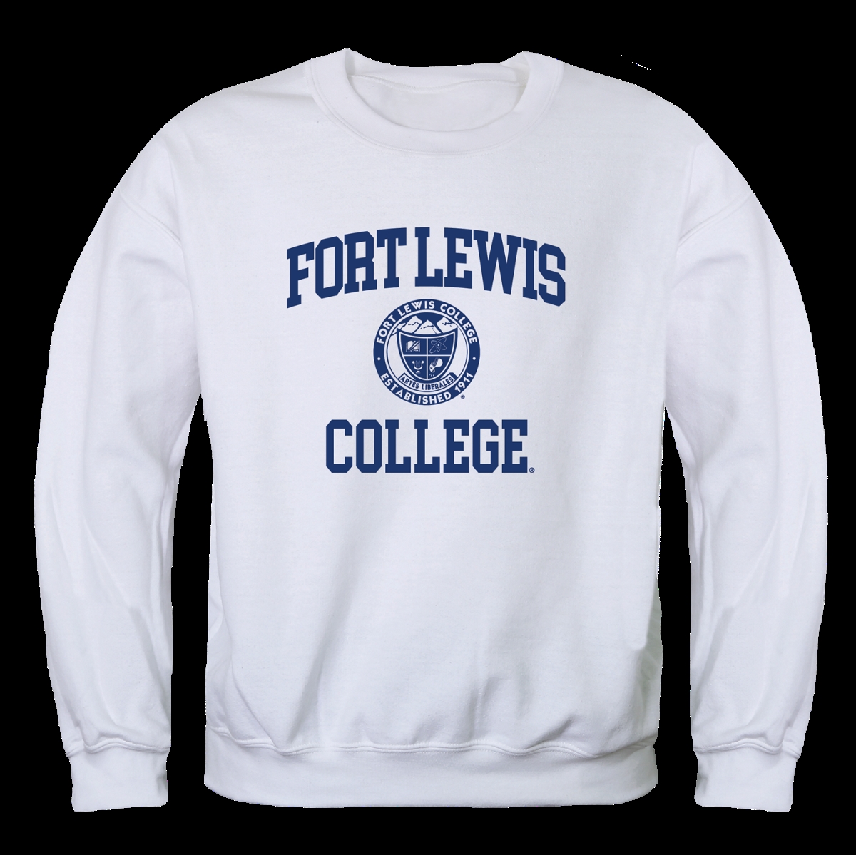 W Republic 568-437-WHT-04 Fort Lewis College Skyhawks Seal Crewneck Sweatshirt&#44; White - Extra Large