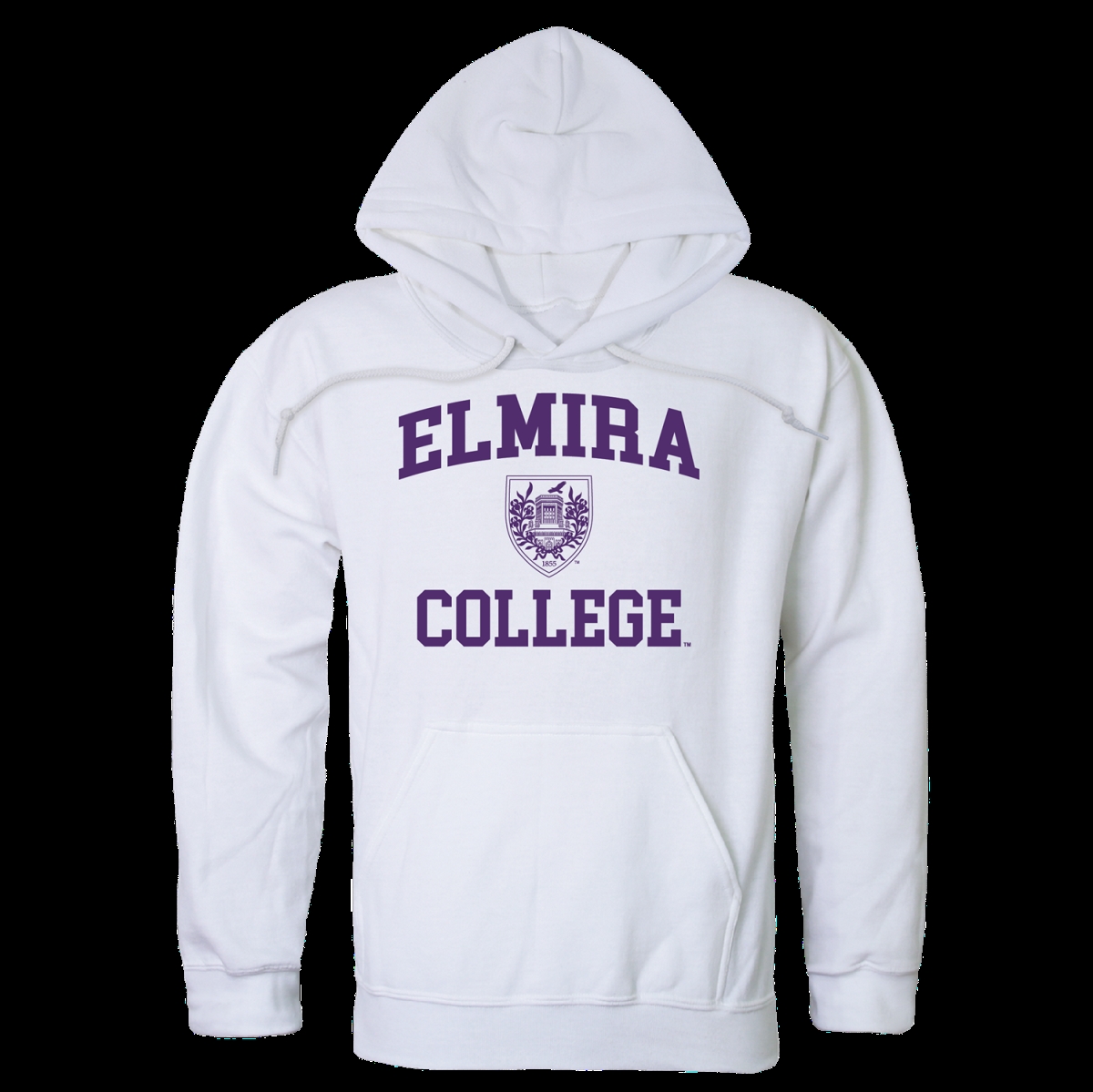 W Republic 569-451-WHT-04 Elmira College Soaring Eagles Seal Hoodie&#44; White - Extra Large