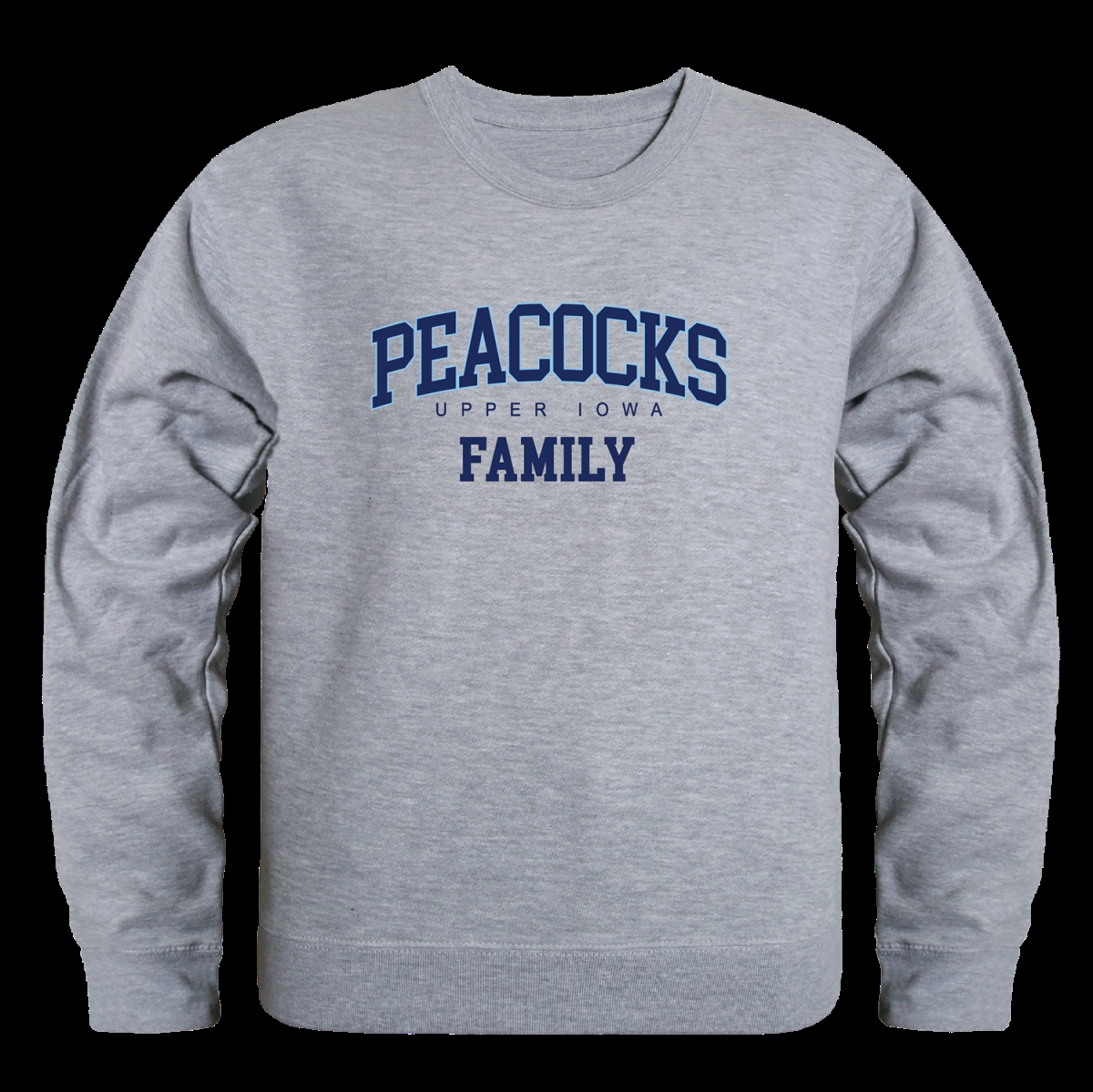 W Republic 572-681-HGY-02 Upper Iowa University Peacocks Family Crewneck Sweatshirt&#44; Heather Grey - Medium