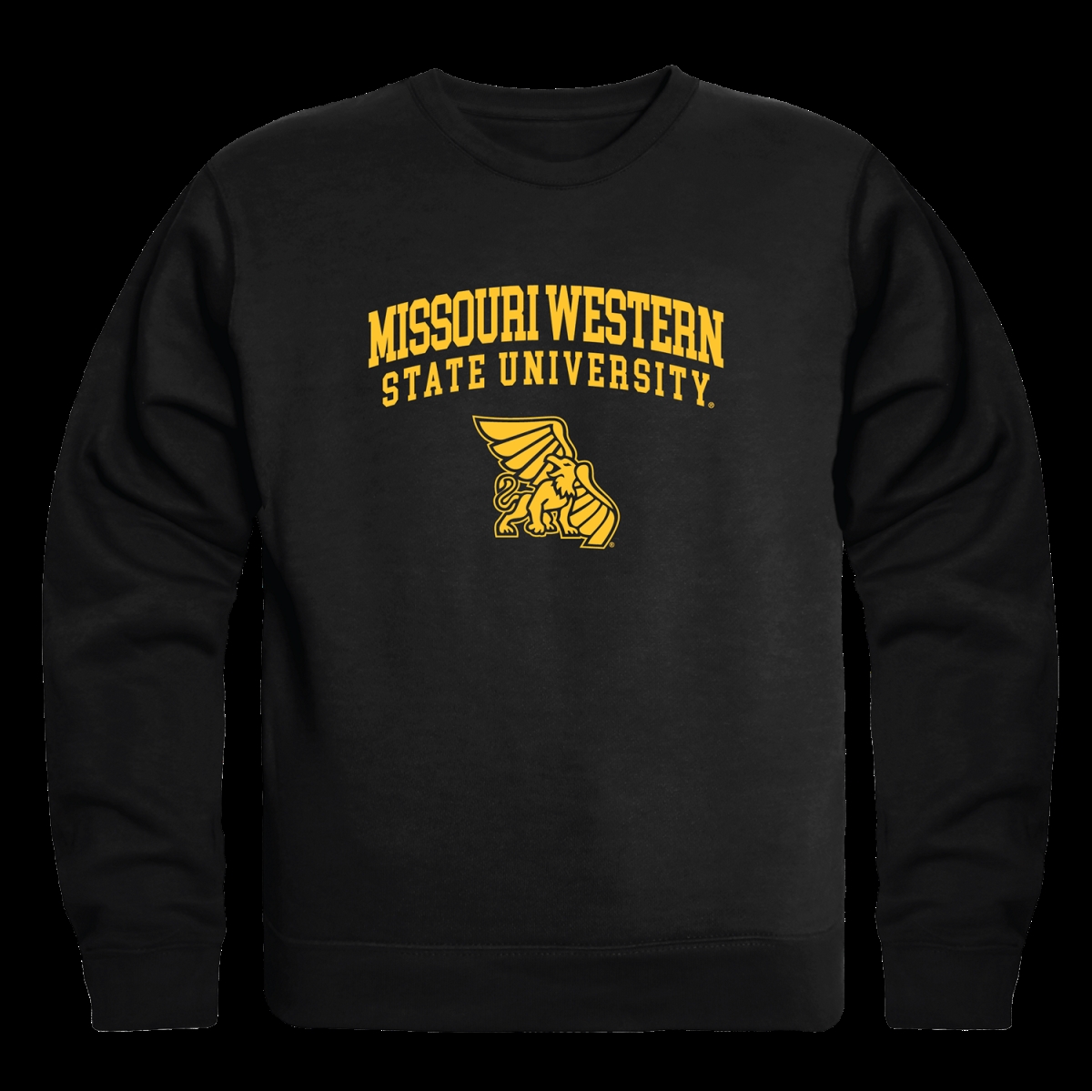 W Republic 568-439-BLK-04 Missouri Western State University Griffons Seal Crewneck Sweatshirt&#44; Black - Extra Large
