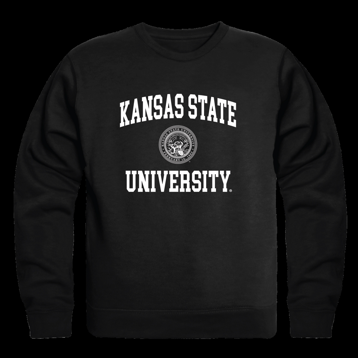 W Republic 568-127-BLK-03 Kansas State University Wildcats Seal Crewneck Sweatshirt&#44; Black - Large