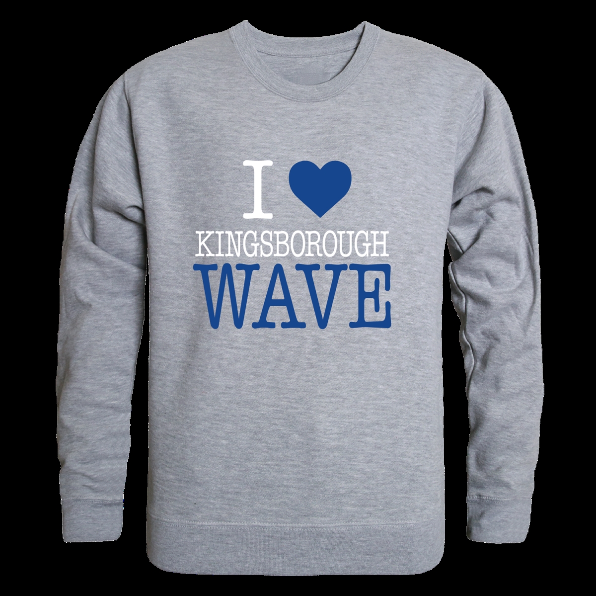 W Republic 552-660-HGY-01 Kingsborough Community College The Wave I Love Crewneck Sweatshirt&#44; Heather Grey - Small