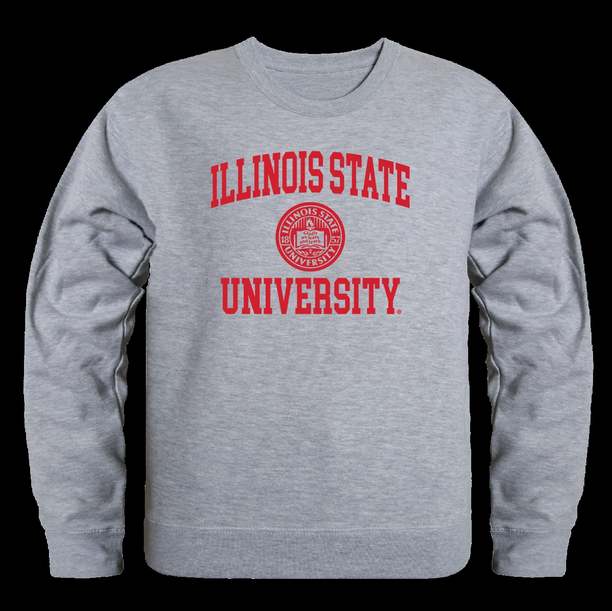 W Republic 568-124-HGY-03 Illinois State University Redbirds Seal Crewneck Sweatshirt&#44; Heather Grey - Large