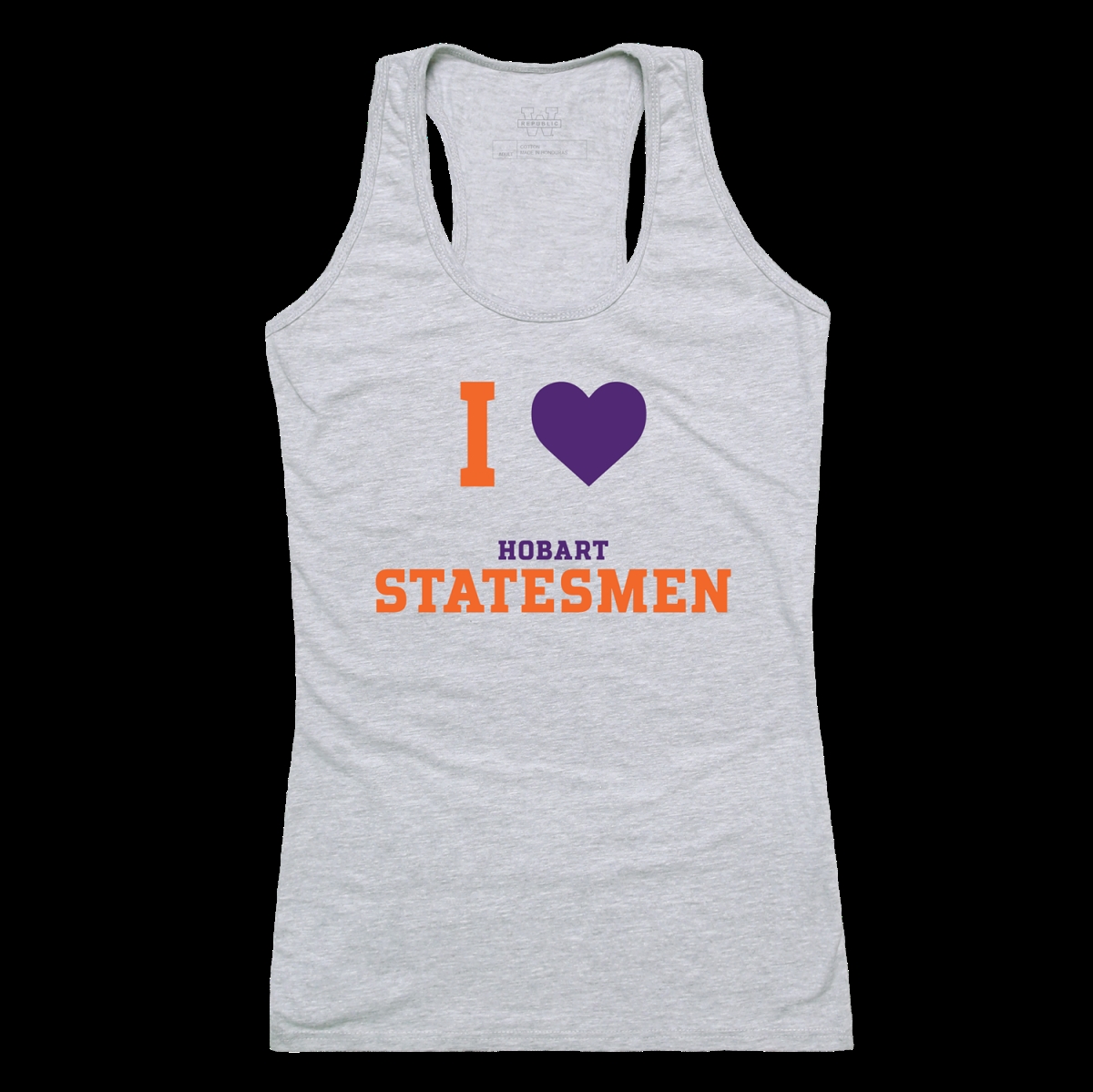 W Republic 532-700-HGY-04 Hobart & William Smith College Statesmen Women I Love Tank Top&#44; Heather Grey - Extra Large