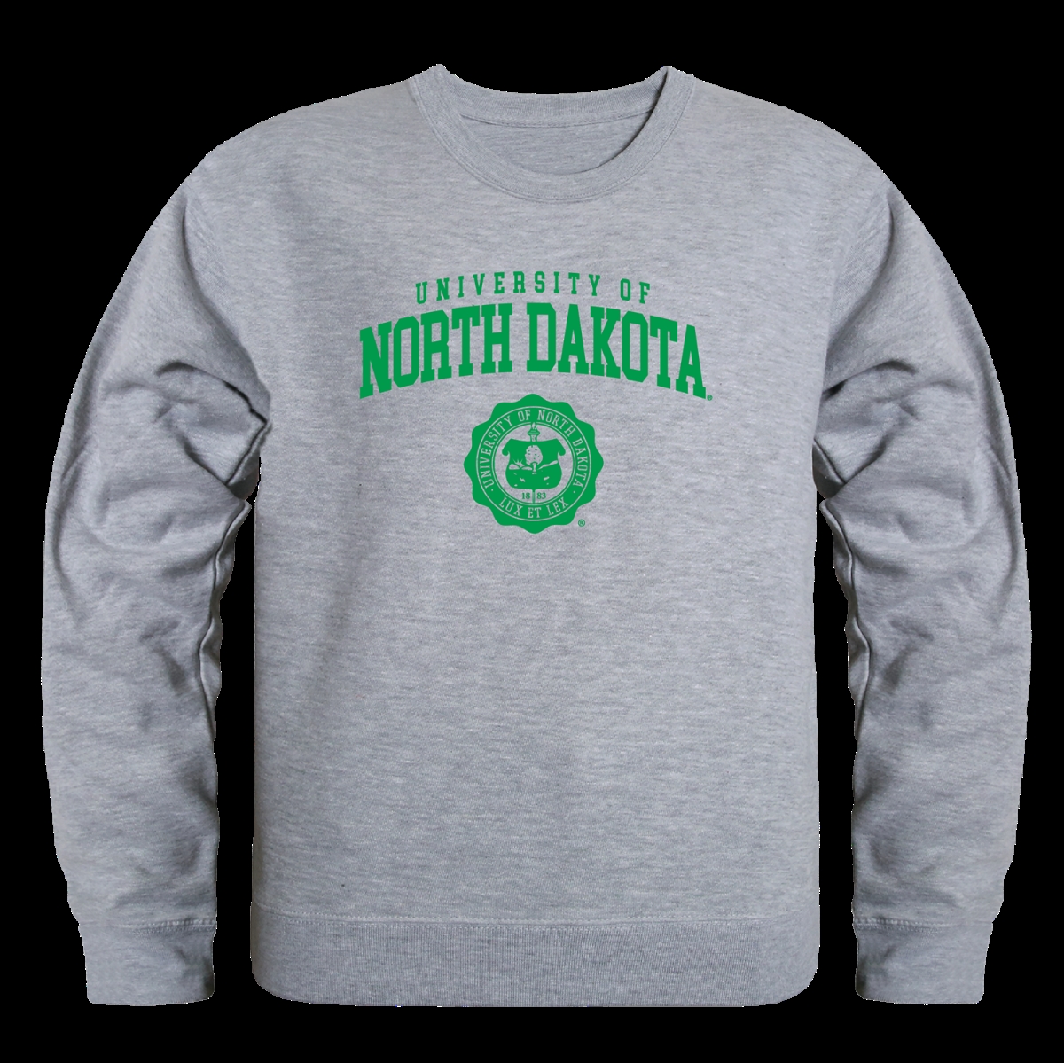 W Republic 568-141-HGY-03 University of North Dakota Fighting Hawks Seal Crewneck Sweatshirt&#44; Heather Grey - Large