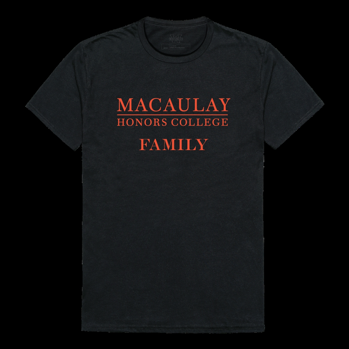 W Republic 571-534-BLK-05 Macaulay Honors College Family T-Shirt&#44; Black - 2XL