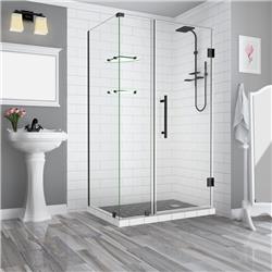Aston SEN962EZ-ORB-452332-10 BromleyGS 44.25 to 45.25 x 32.375 x 72 in. Frameless Corner Hinged Shower Enclosure with Glass Shelves -