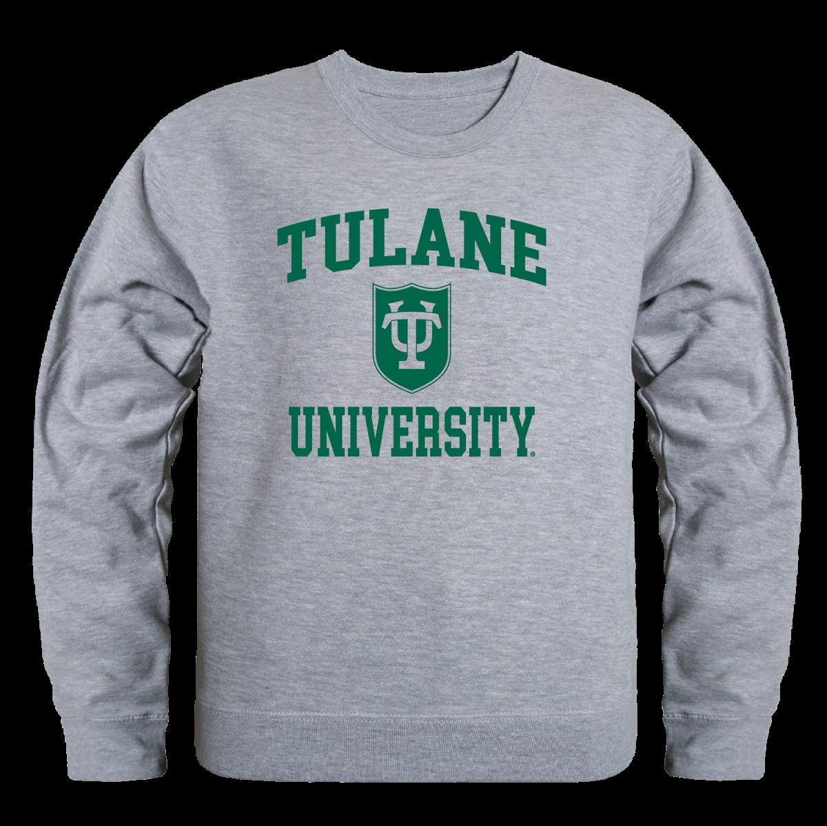 W Republic 568-198-HGY-03 Tulane University Green Wave Seal Crewneck Sweatshirt&#44; Heather Grey - Large