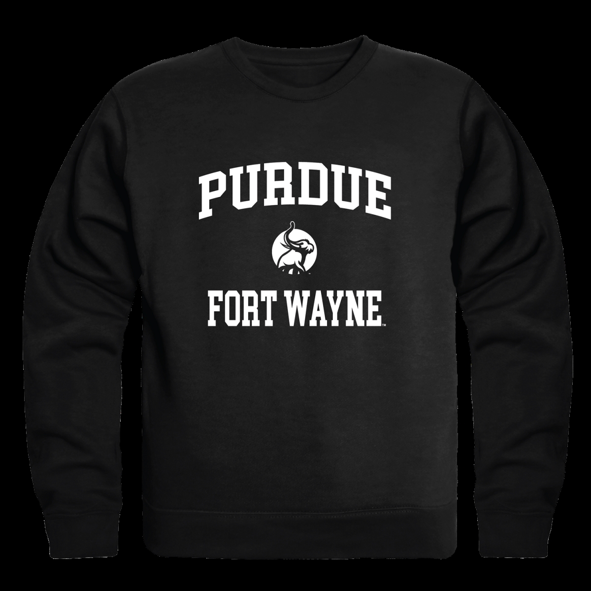 W Republic 568-571-BLK-02 Purdue University Fort Wayne Mastodons Seal Crewneck Sweatshirt&#44; Black - Medium
