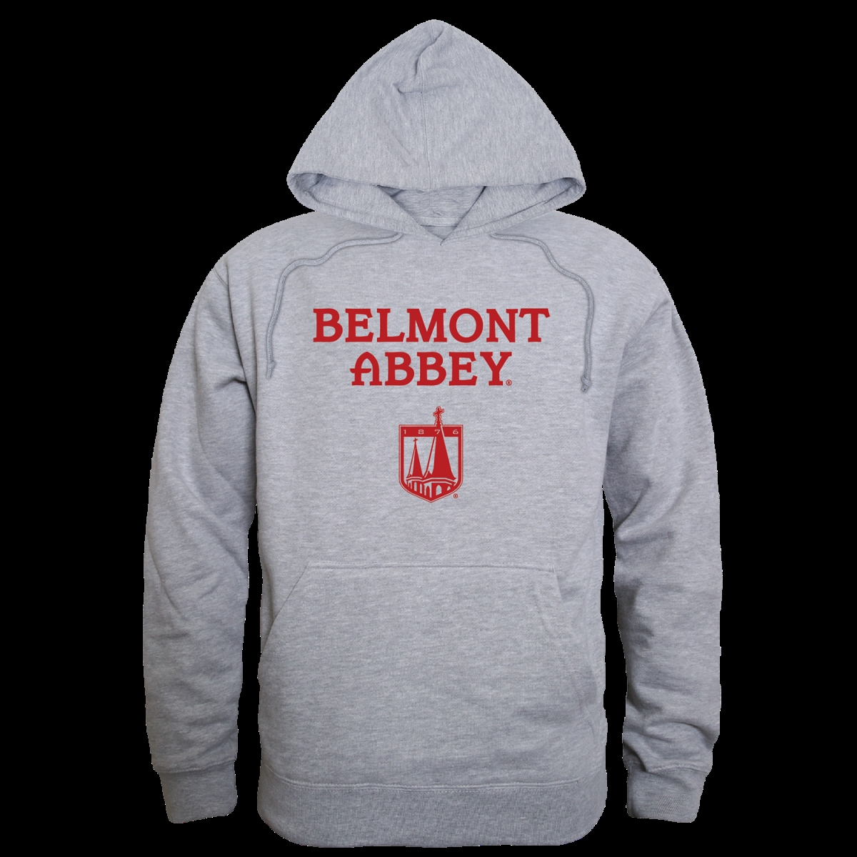 W Republic 569-616-HGY-04 Belmont Abbey College Crusaders Seal Hoodie&#44; Heather Grey - Extra Large