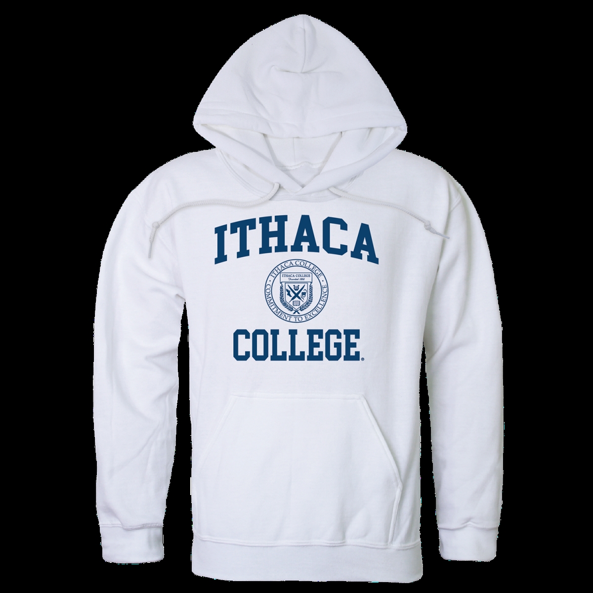 W Republic 569-316-WHT-03 Ithaca College Bombers Seal Hoodie&#44; White - Large