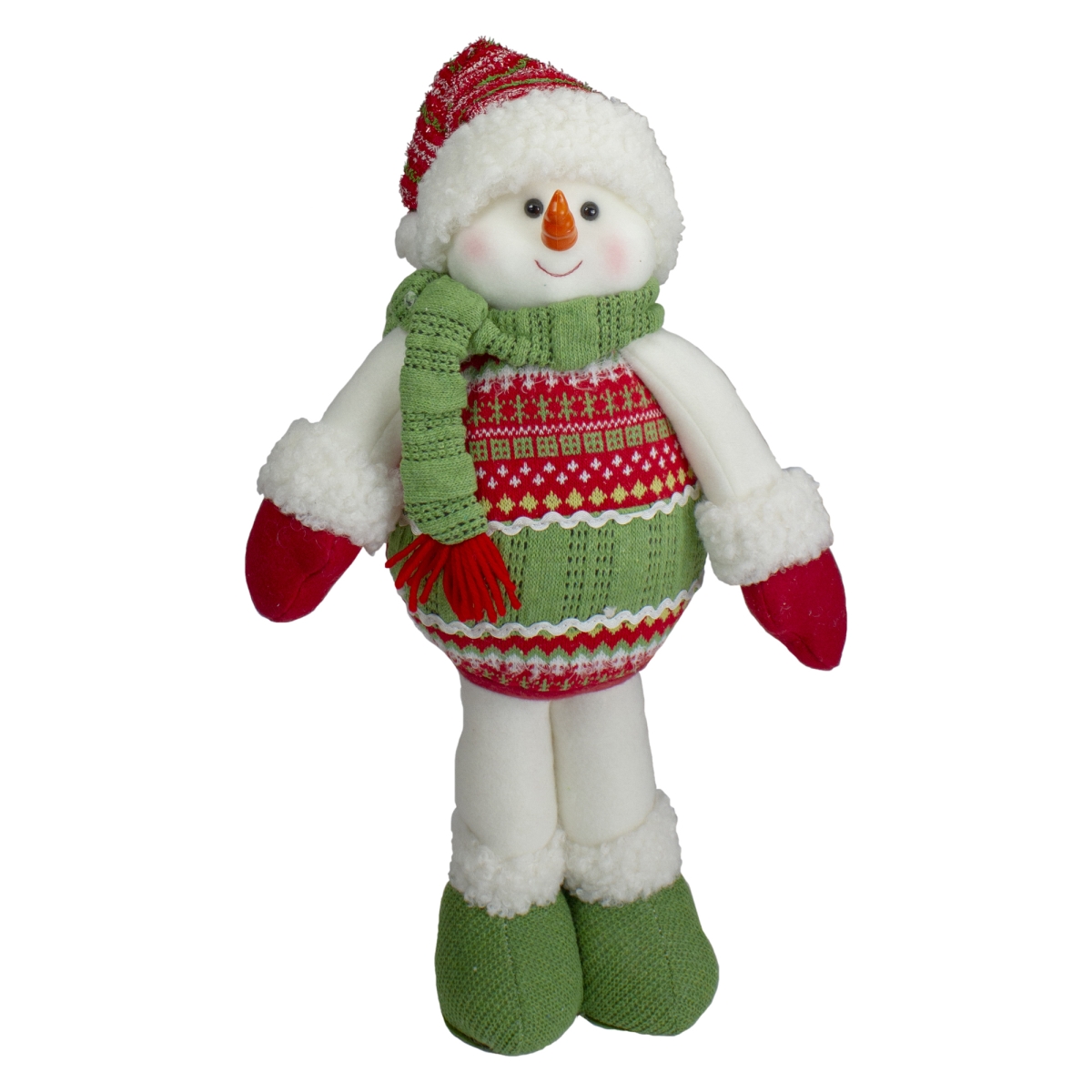 Northlight 34344172 17.5 in. Jolly Plush Snowman Christmas Figure&#44; Red & Green