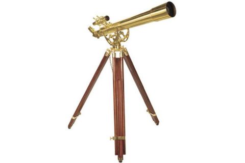 Barska AE10822 28 Power- 70060 Brass Refractor Telescope- Anchormaster w - Mahogany Floor Tripod