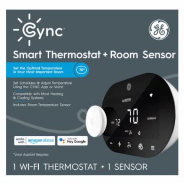 Ge Lighting 106027 Cync Thermostat & Sensor Kit&#44; Black & White