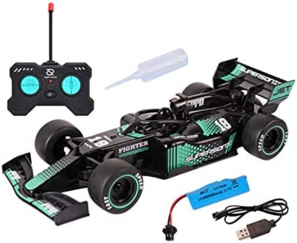 netjett NC22280 Remote Control Car with LED Lights&#44; High Speed Race Drift & Spray Function Radio Control Cars for Boys - Black