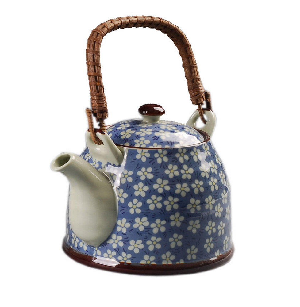 Panda Superstore PS-HOM367229011-EMILY02197 30 oz Japanese Style Plum Blossom Porcelain Teapot&#44; Blue