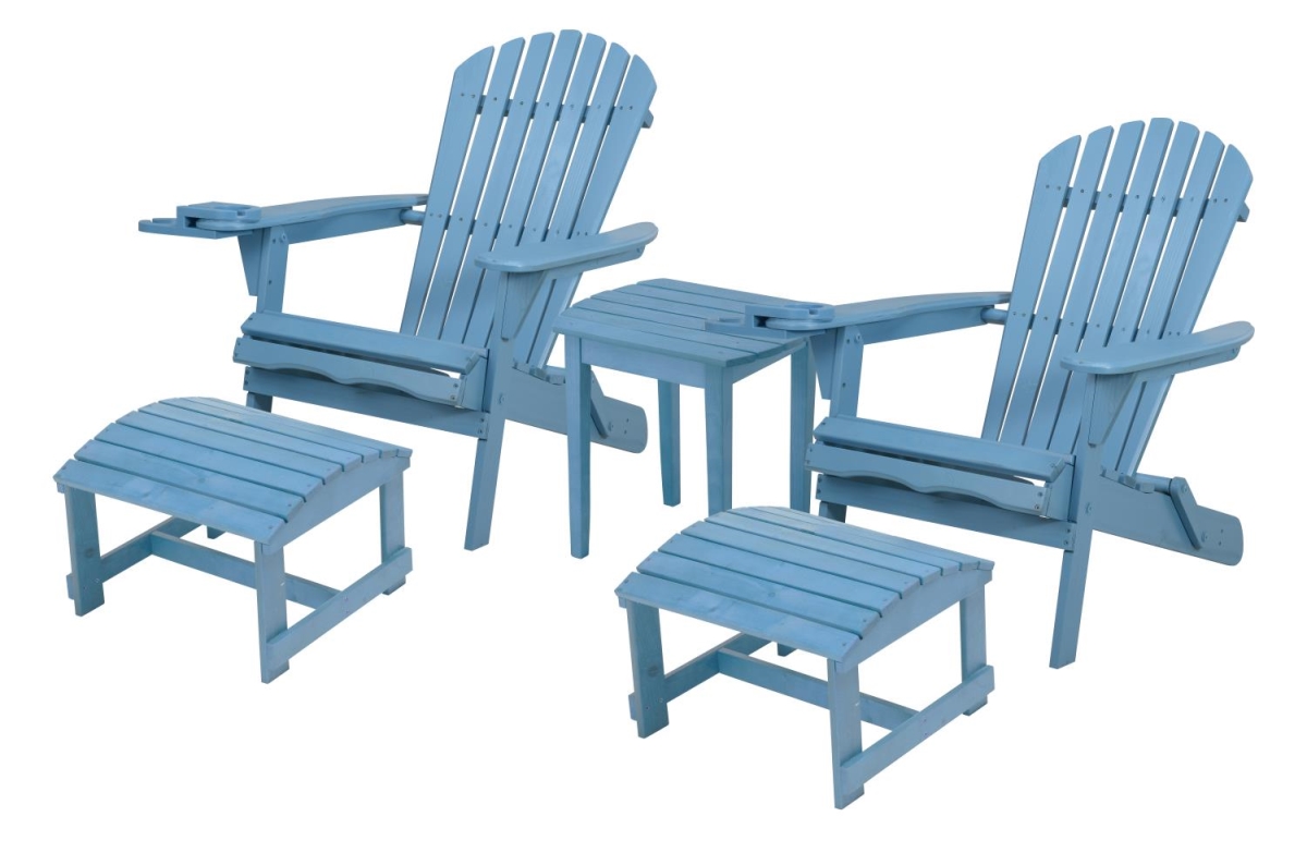 W Unlimited SW2136SB-CH2OT2ET 33.75 x 33 x 27.75 in. 2 Foldable Chair with Ottoman & 1 End Table&#44; Sky Blue