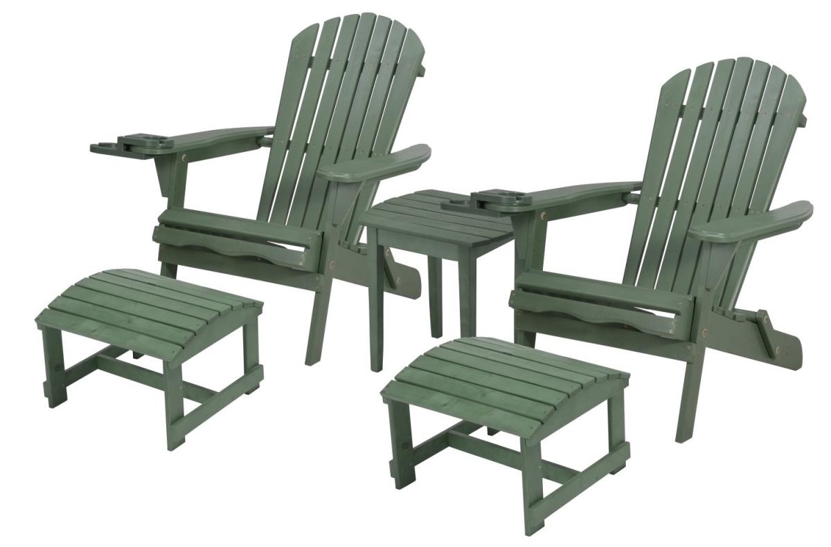 W Unlimited SW2136GSSET5 35 x 32 x 28 in. 2 Foldable Chair with Ottoman & 1 End Table&#44; Green