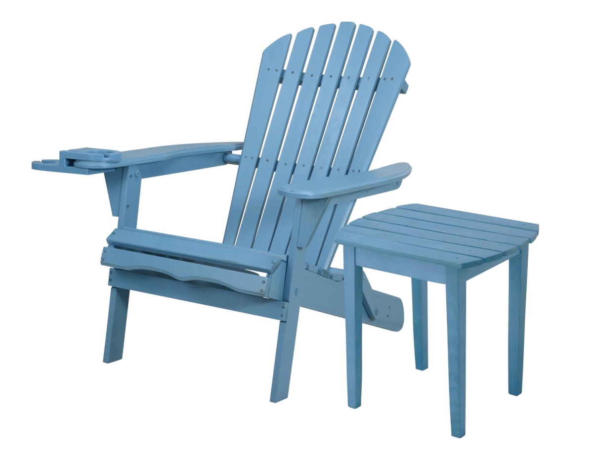 W Unlimited SW2136SB-CHET 35 x 32 x 28 in. Foldable Chair with Cup Holder & End Table&#44; Sky Blue