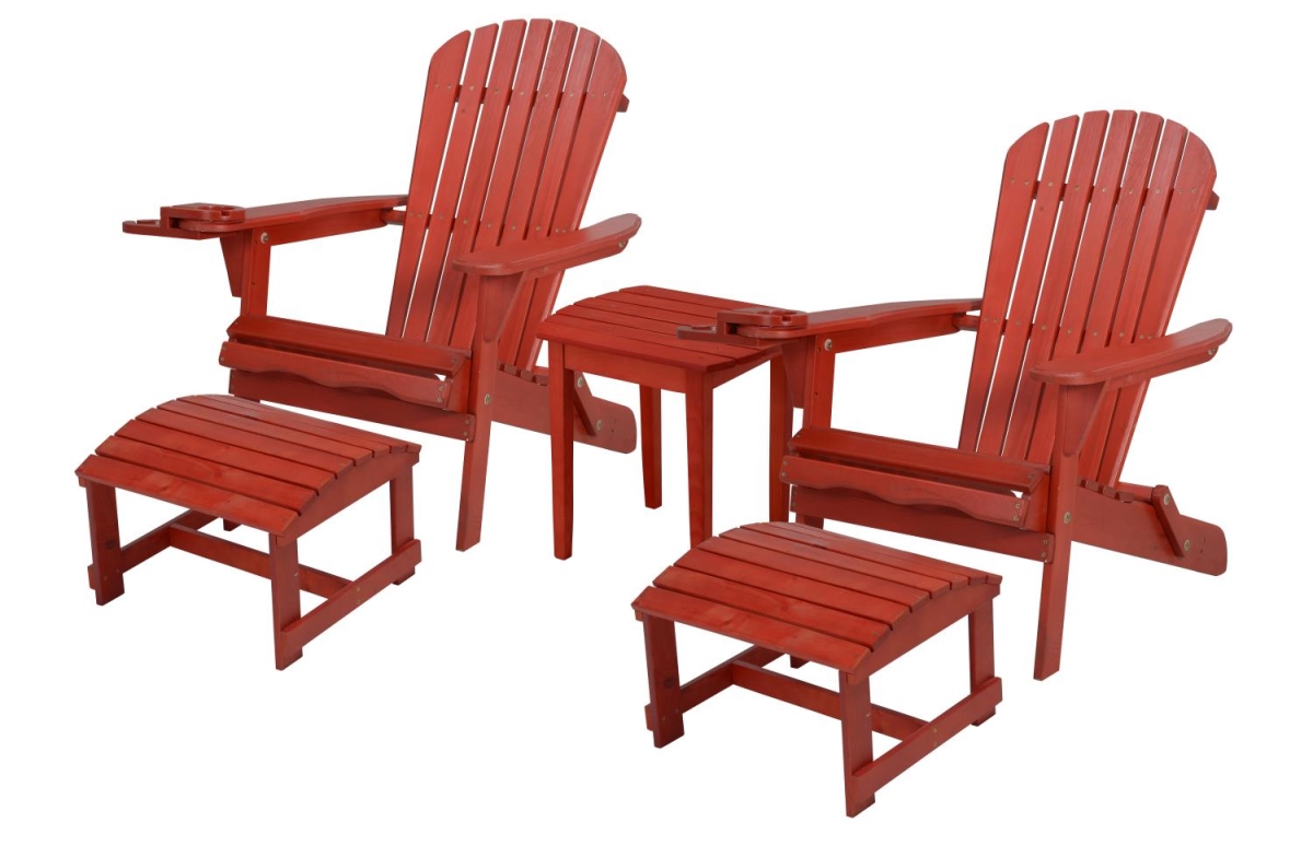 W Unlimited SW2136RD-CH2OT2ET 33.75 x 33 x 27.75 in. 2 Foldable Chair with Ottoman & 1 End Table&#44; Red