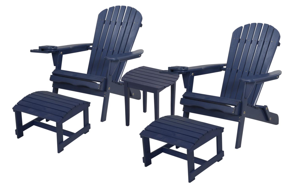 W Unlimited SW2136NV-CH2OT2ET 33.75 x 33 x 27.75 in. 2 Foldable Chair with Ottoman & 1 End Table&#44; Navy Blue