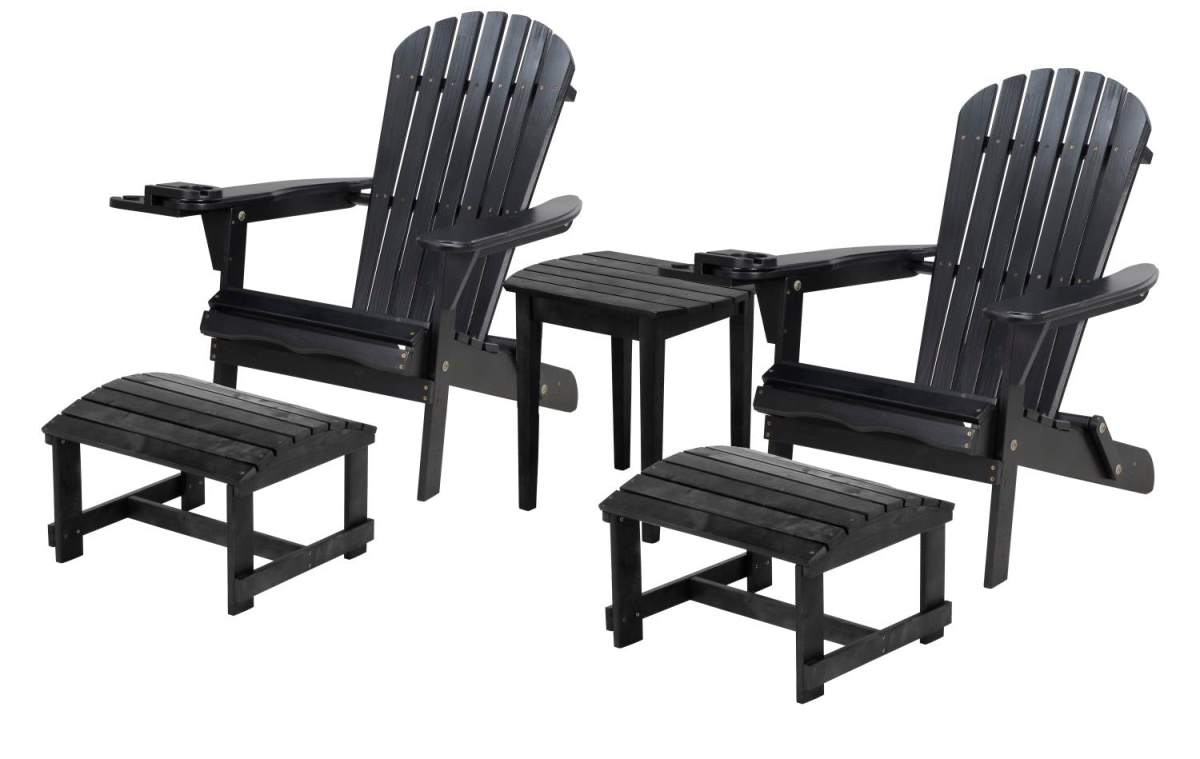 W Unlimited SW2136BKSET5 35 x 32 x 28 in. 2 Foldable Chair Ottoman Set with 1 End Table&#44; Black