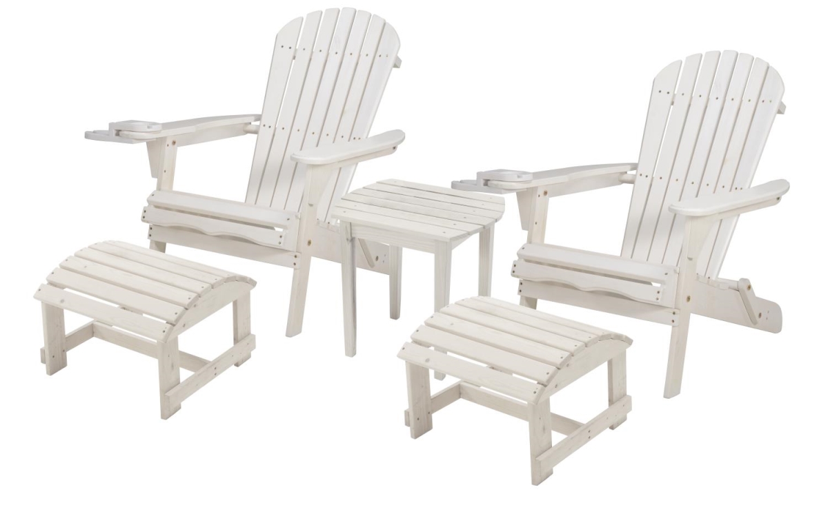 W Unlimited SW2136WT-CH2OT2ET 33.75 x 33 x 27.75 in. 2 Foldable Chair with Ottoman & 1 End Table&#44; White