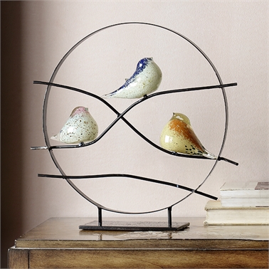 SPI Home 83004 Art Glass Bird Trio Desk Decor - 20 x 17 x 4 in.