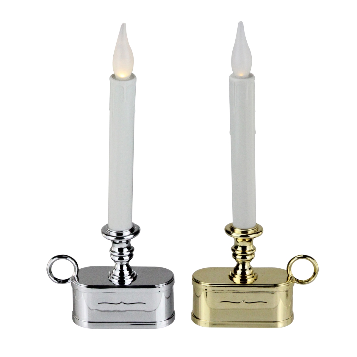 Brite Star 32813547 11 in. Club Battery Operated Gold & Silver LED Christmas Candle Lamp with Base - Pack of 12